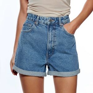 Zara - Hi-Rise Bermuda Mom Fit Jean Shorts